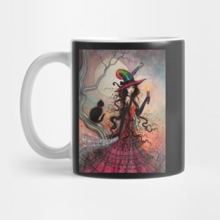 October Flame Witch Cat Fantasy Art by Molly Harrison Mug